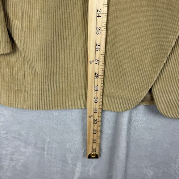 Lauren Ralph Lauren Corduroy Sports Jacket Blazer 40R Tan Silk Lined Knotted - Picture 8 of 10